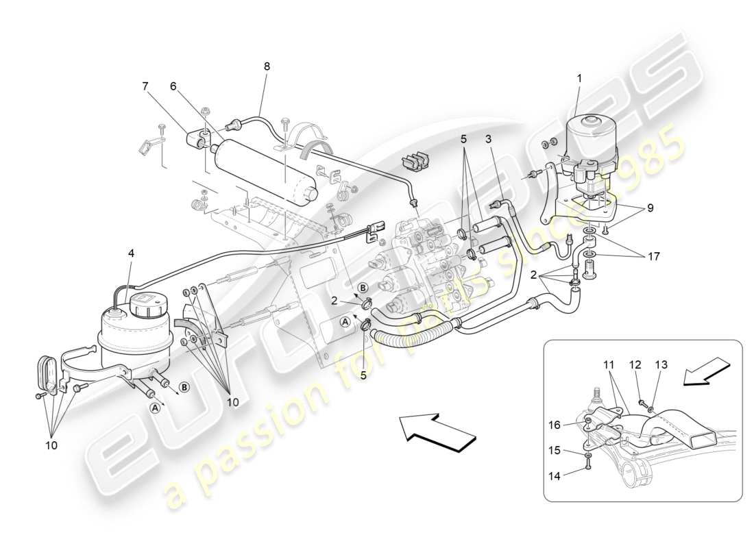 Maserati GranTurismo (2011) Gearbox Activation Hydraulics: Tank And Pump Part Diagram