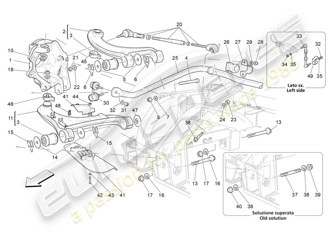 Maserati GranTurismo (2011) Rear Suspension Part Diagram