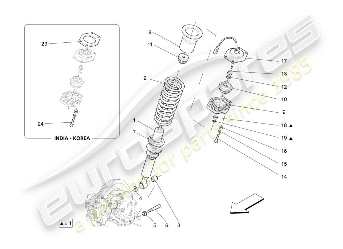 Maserati GranTurismo (2011) rear shock absorber devices Part Diagram