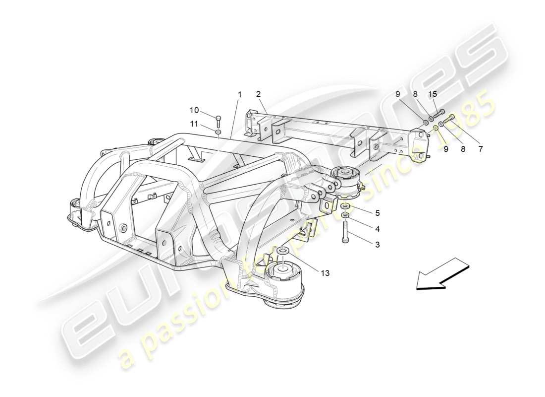 Maserati GranTurismo (2011) rear chassis Part Diagram
