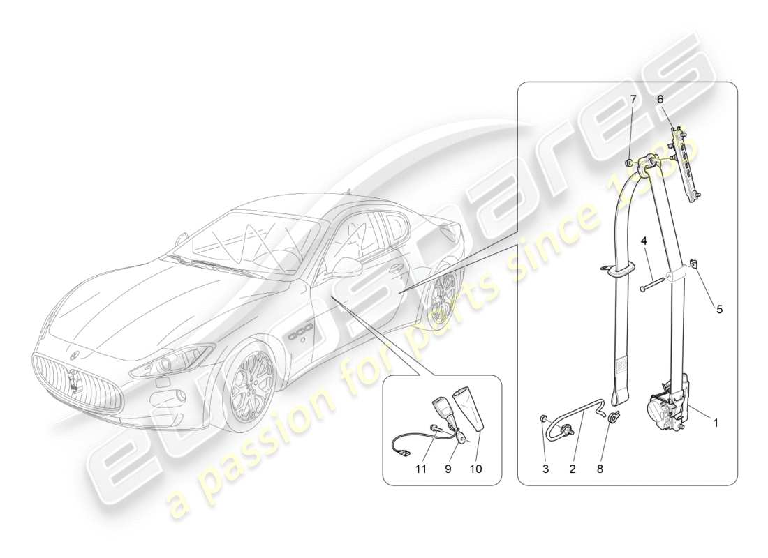 Maserati GranTurismo (2011) FRONT SEATBELTS Parts Diagram