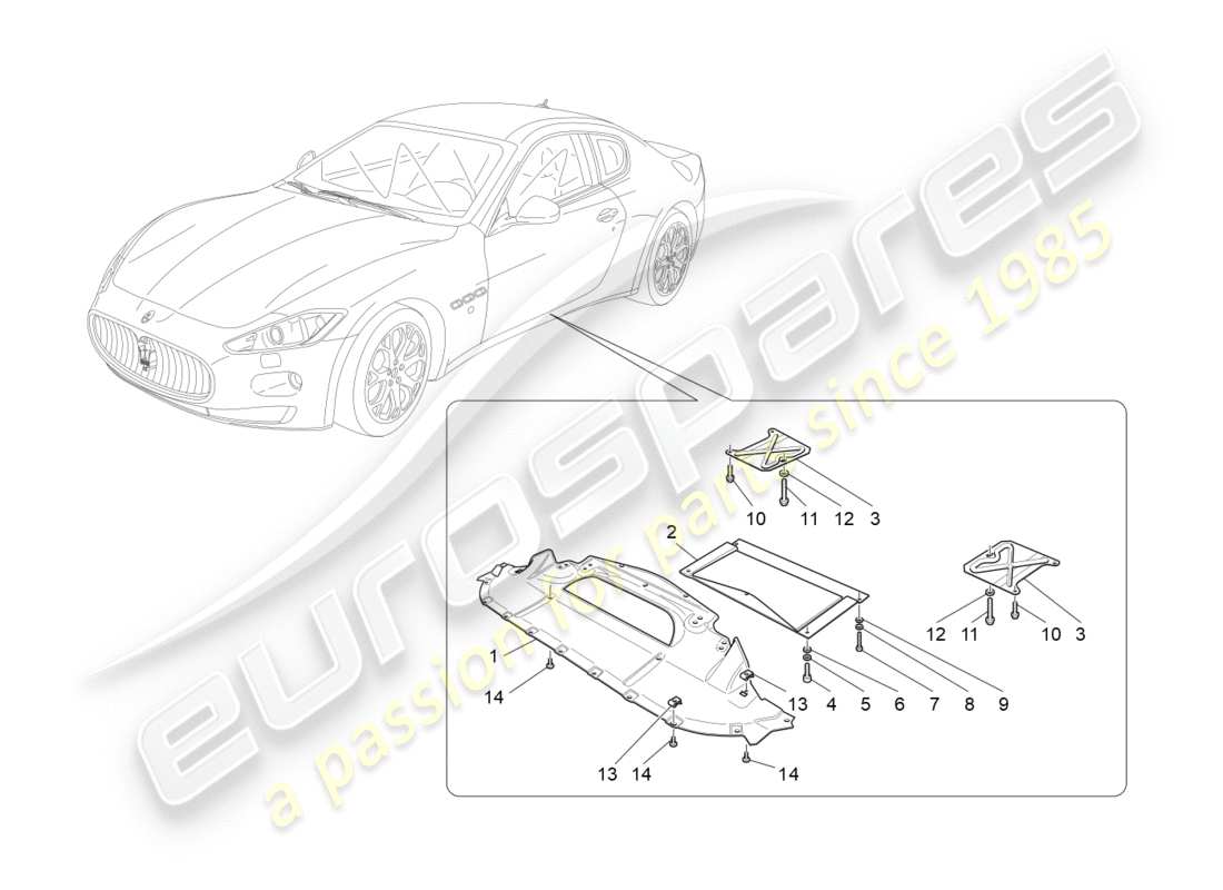 Maserati GranTurismo (2011) underbody and underfloor guards Parts Diagram