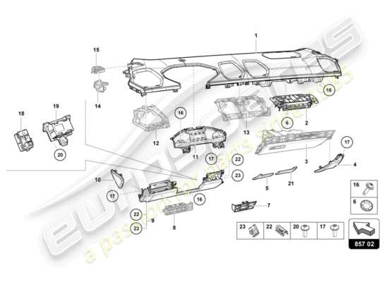a part diagram from the Lamborghini LP580-2 Spyder (2019) parts catalogue