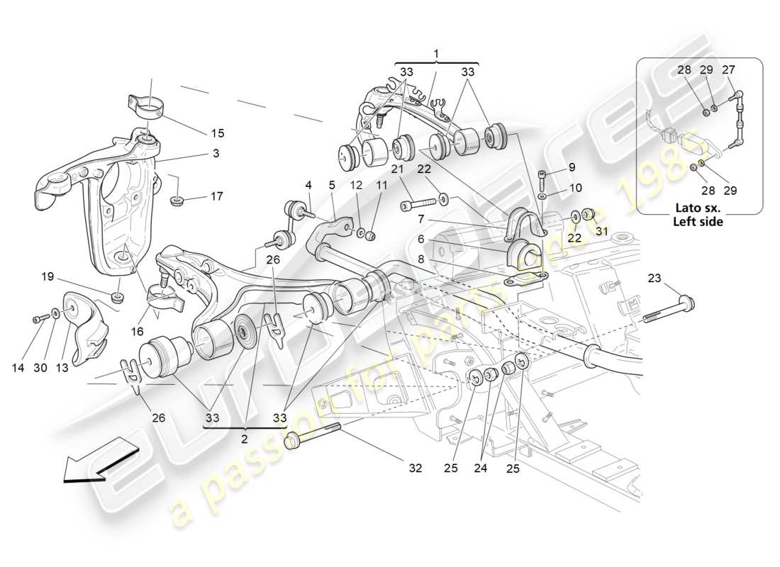 Maserati GranTurismo (2012) Front Suspension Part Diagram