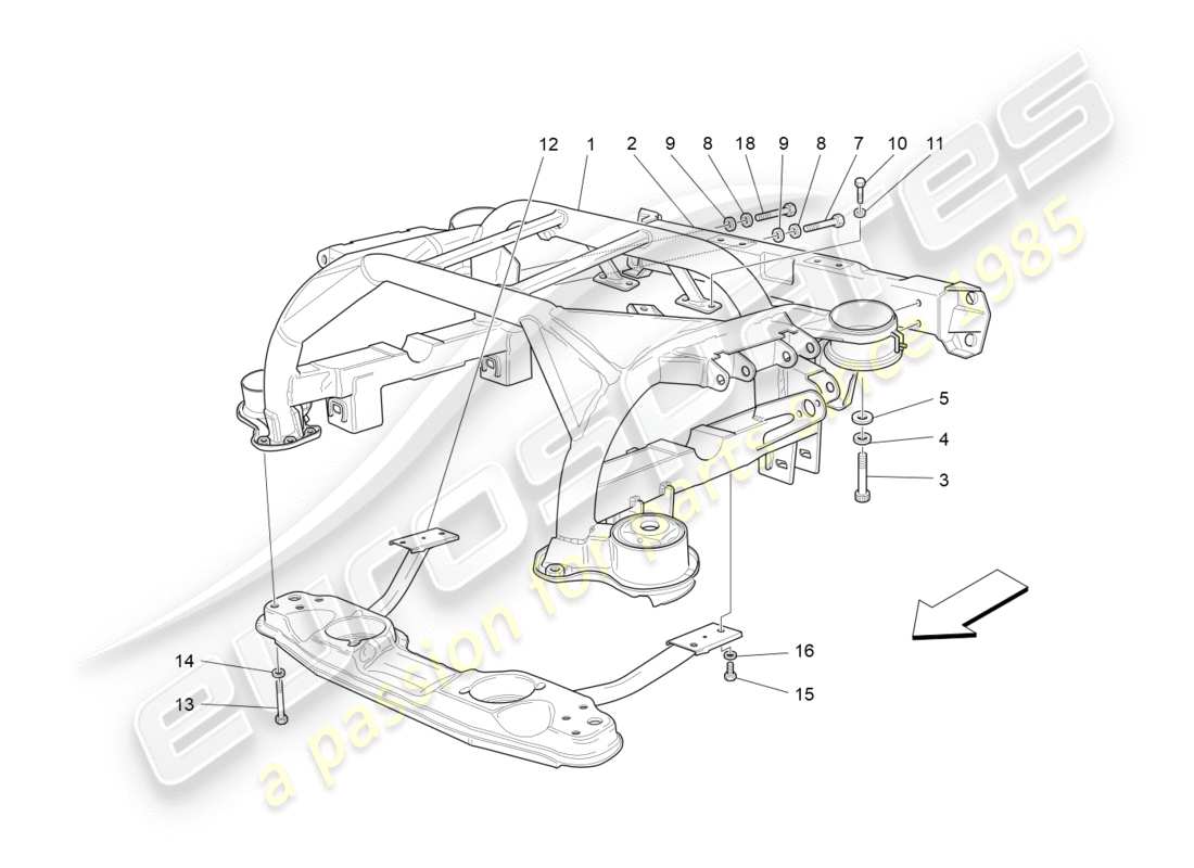Maserati GranTurismo (2012) rear chassis Part Diagram