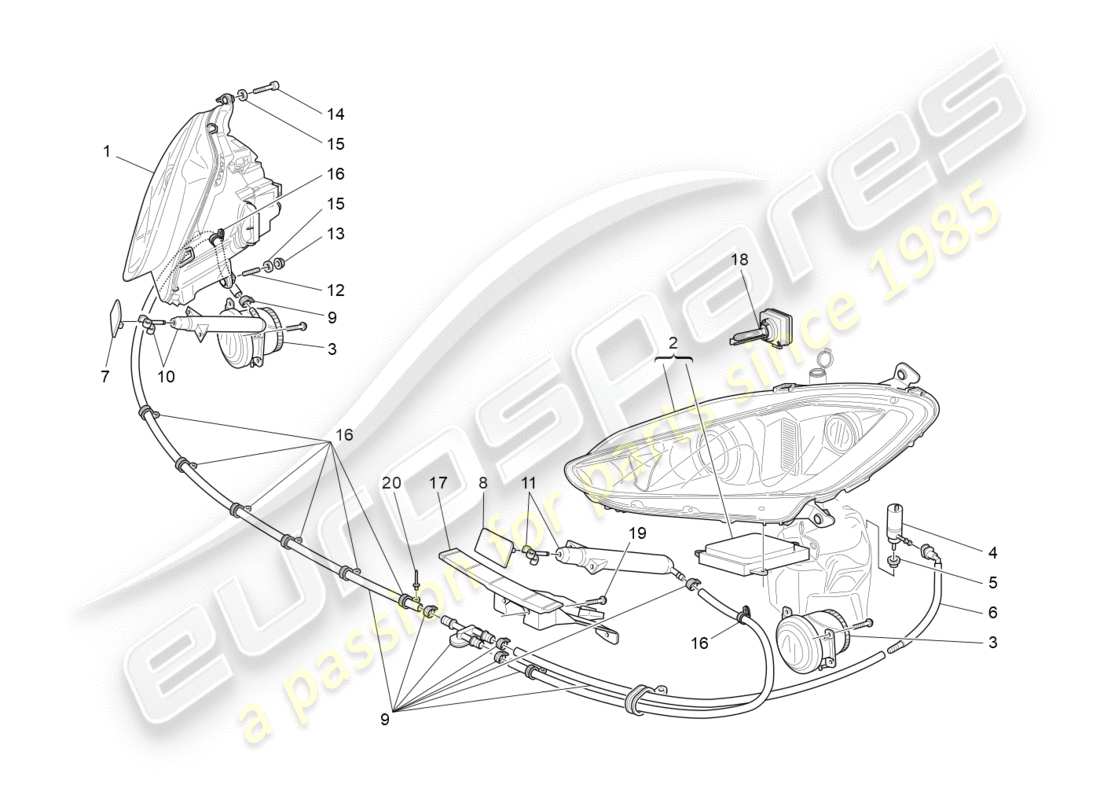 Maserati GranTurismo (2012) headlight clusters Part Diagram