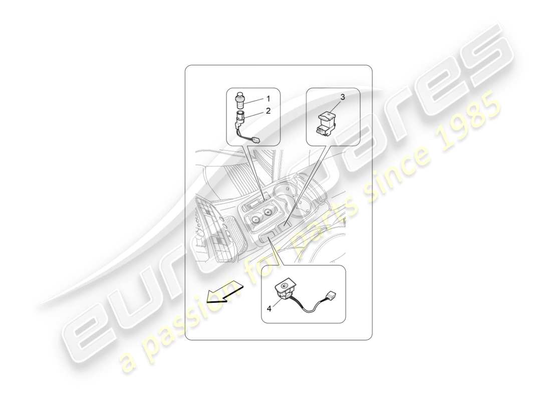 Maserati GranTurismo (2012) centre console devices Part Diagram