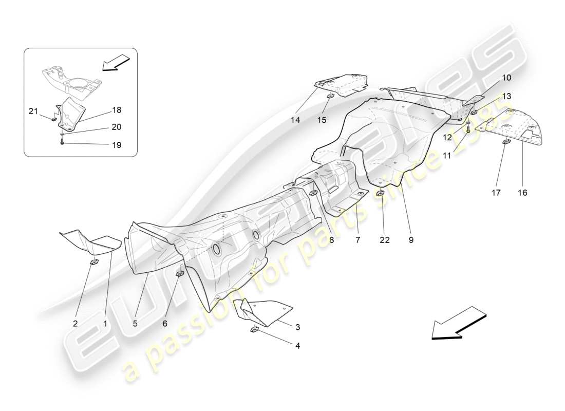 Maserati GranTurismo (2012) thermal insulating panels Part Diagram