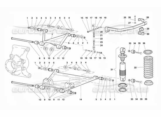 a part diagram from the Lamborghini Diablo parts catalogue