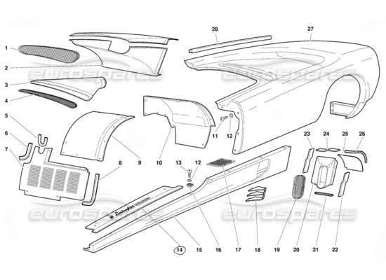 a part diagram from the Lamborghini Diablo parts catalogue