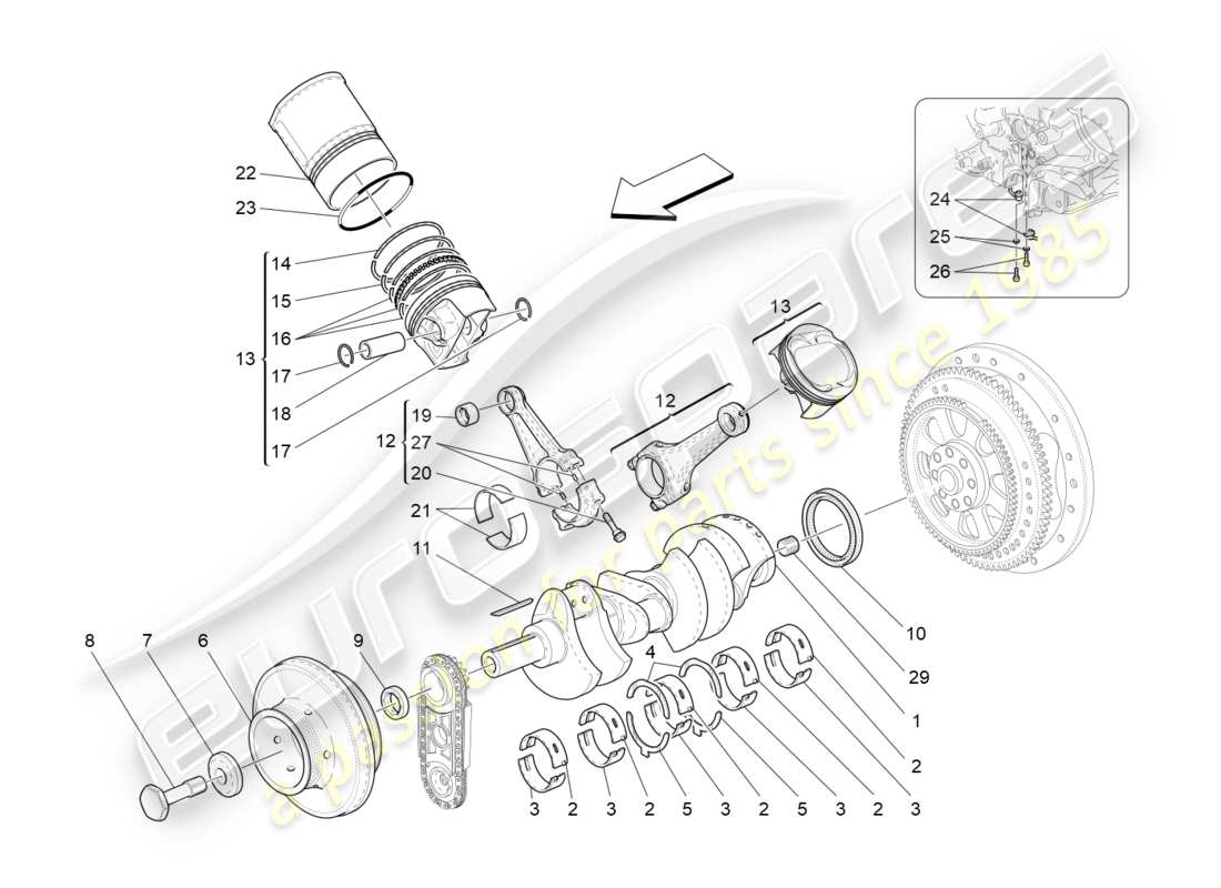 Maserati GranTurismo (2013) crank mechanism Part Diagram