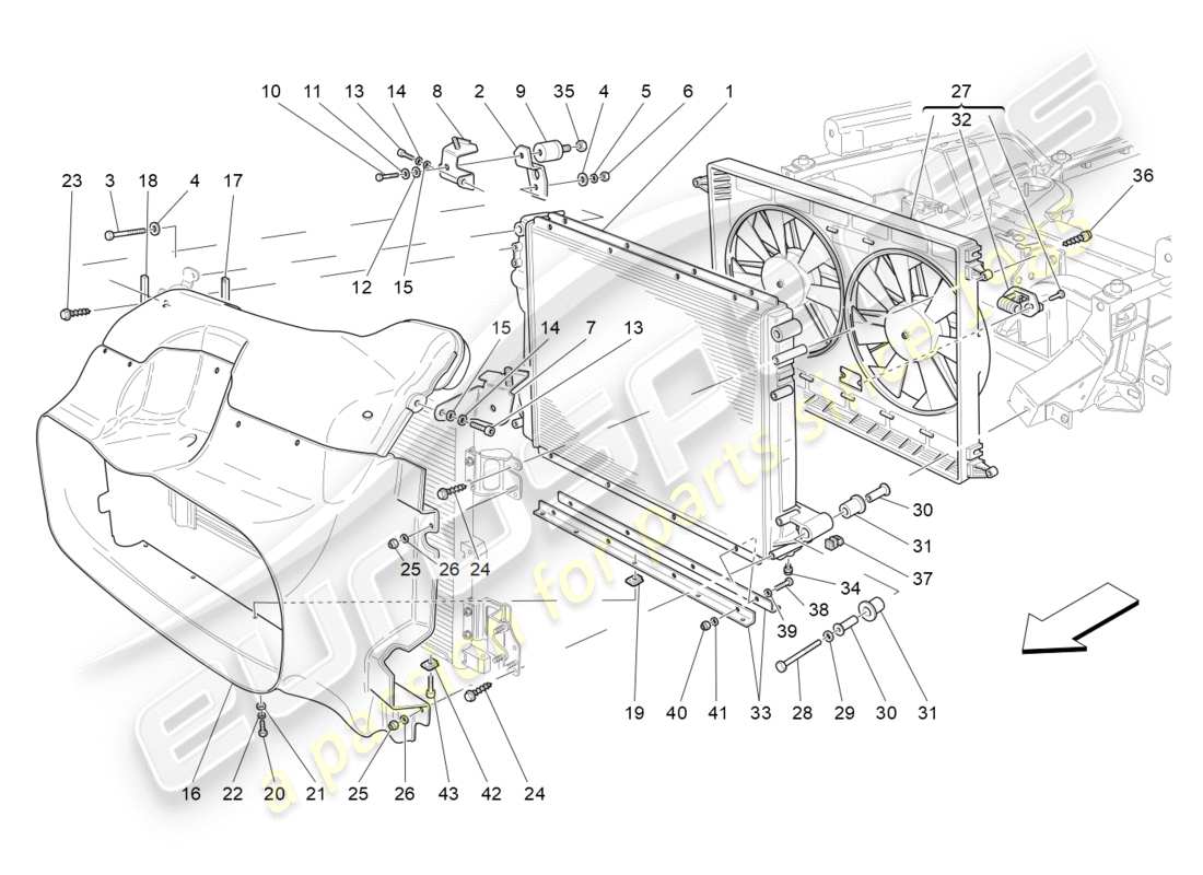 Maserati GranTurismo (2013) cooling: air radiators and ducts Part Diagram