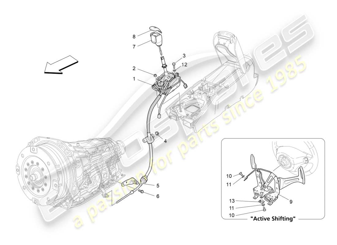 Maserati GranTurismo (2013) driver controls for automatic gearbox Part Diagram