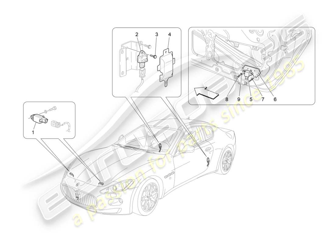 Maserati GranTurismo (2013) CRASH SENSORS Part Diagram
