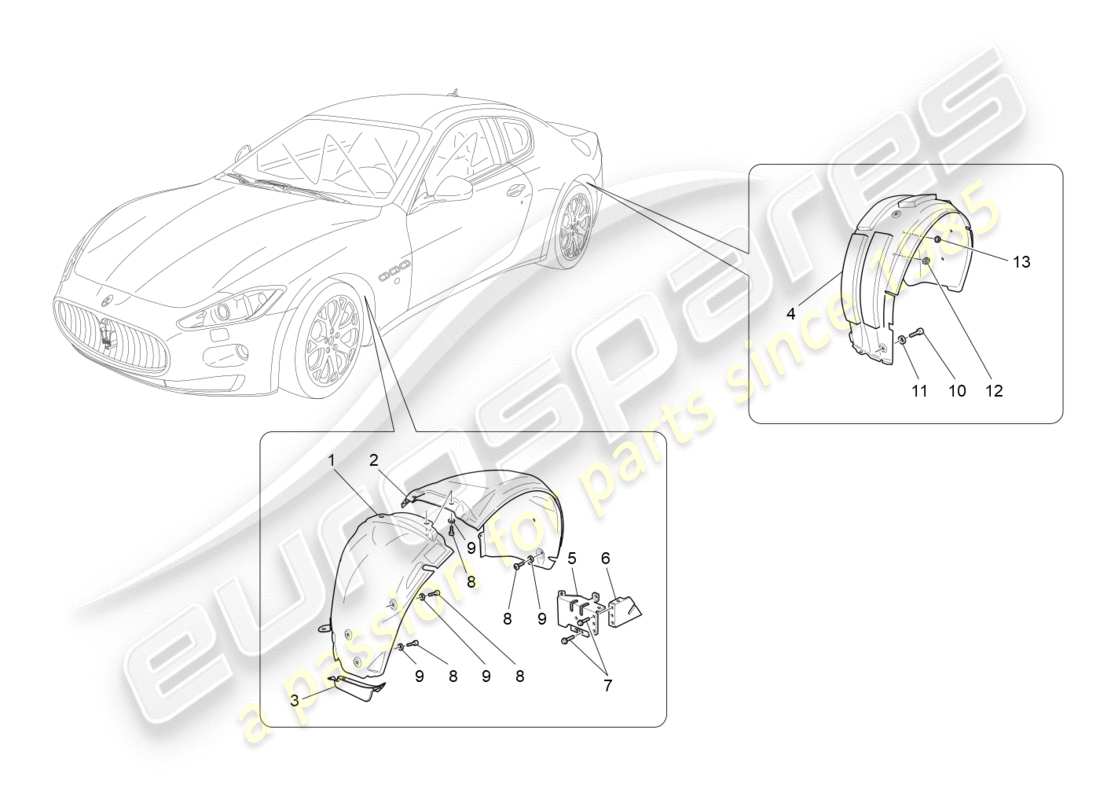 Maserati GranTurismo (2013) WHEELHOUSE AND LIDS Part Diagram