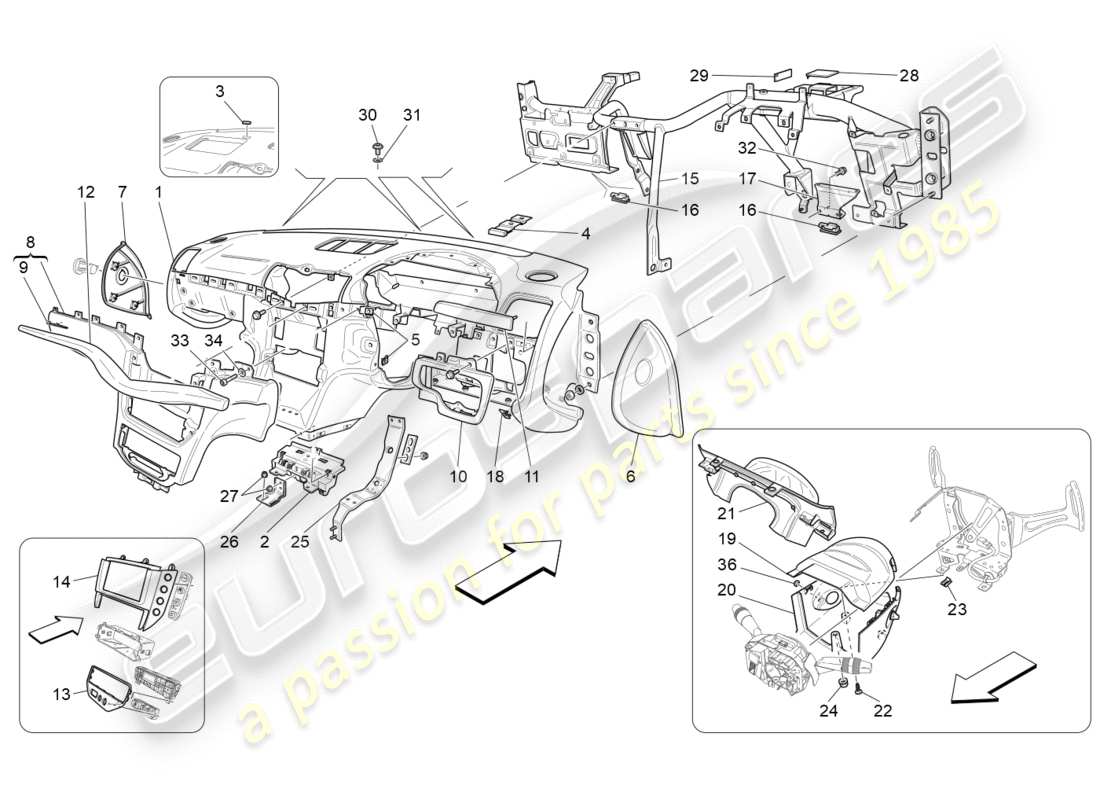 Maserati GranTurismo (2013) dashboard unit Part Diagram