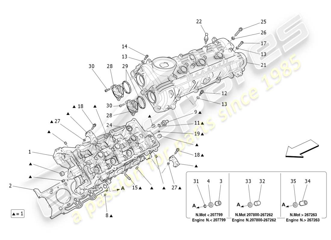 Maserati QTP 3.0 BT V6 410HP (2014) LH cylinder head Part Diagram