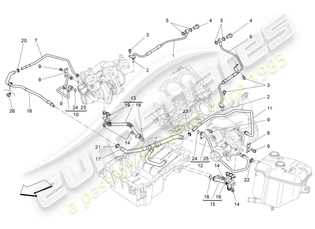 Maserati QTP 3.0 BT V6 410HP (2014) turbocharging system: lubrication and cooling Part Diagram