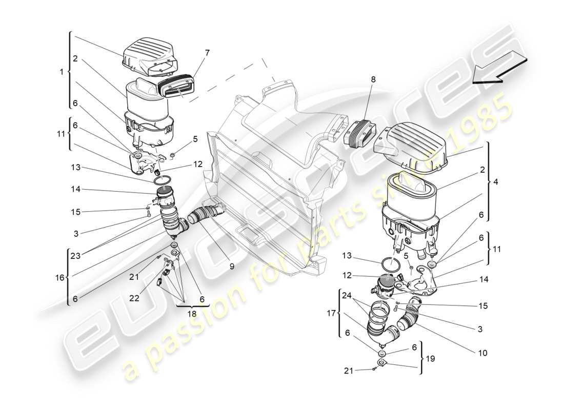 Maserati QTP 3.0 BT V6 410HP (2014) air filter, air intake and ducts Part Diagram