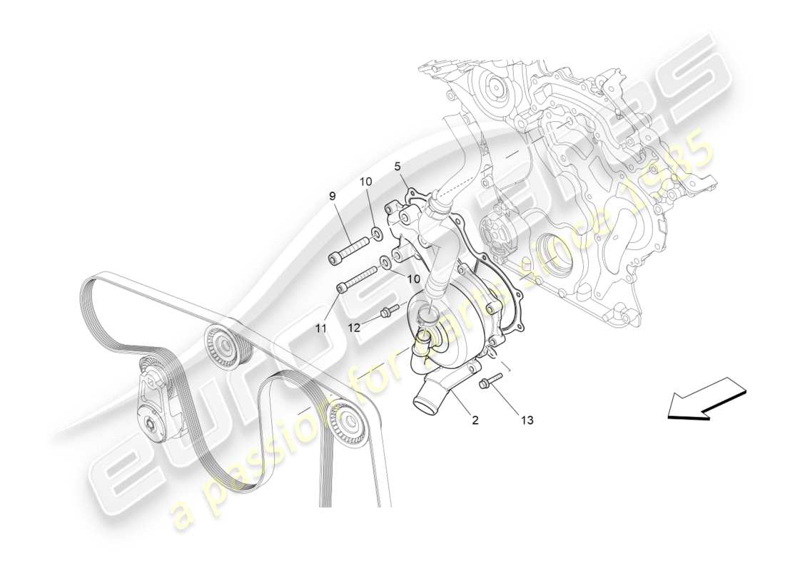 Maserati QTP 3.0 BT V6 410HP (2014) cooling system: water pump Part Diagram