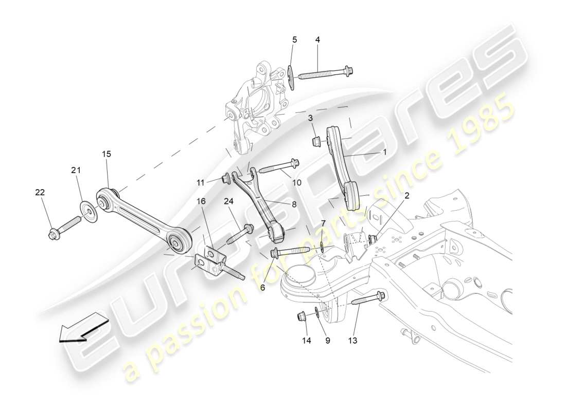 Maserati QTP 3.0 BT V6 410HP (2014) Rear Suspension Part Diagram