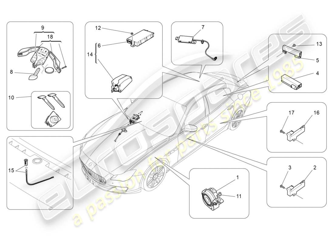 Maserati QTP 3.0 BT V6 410HP (2014) alarm and immobilizer system Part Diagram