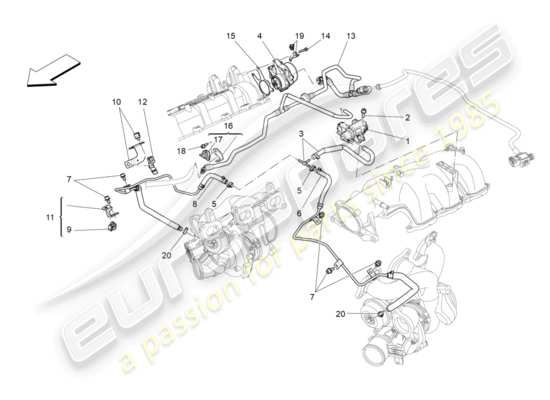 a part diagram from the Maserati Quattroporte M156 (2014 onwards) parts catalogue