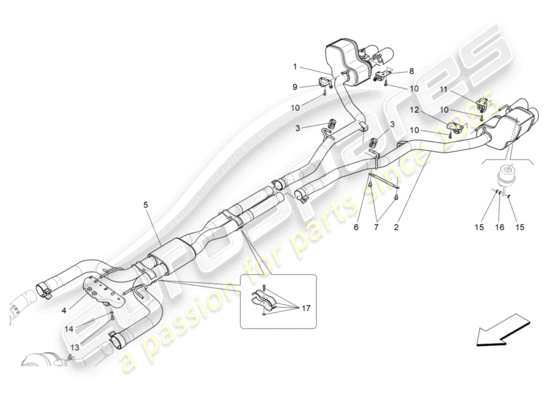 a part diagram from the Maserati Quattroporte M156 (2014 onwards) parts catalogue