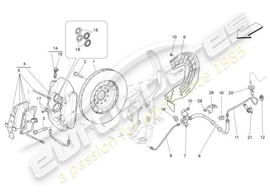 a part diagram from the Maserati Quattroporte M156 (2014 onwards) parts catalogue