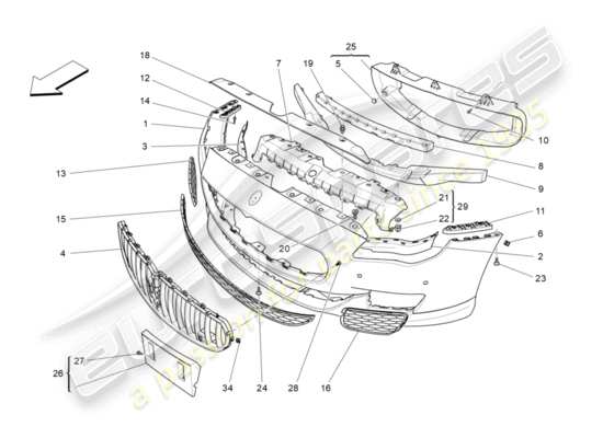 a part diagram from the Maserati Quattroporte M156 (2014 onwards) parts catalogue