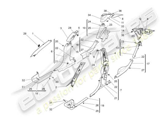 a part diagram from the Maserati Quattroporte M156 (2014 onwards) parts catalogue