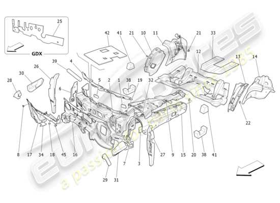 a part diagram from the Maserati Quattroporte M156 (2014 onwards) parts catalogue