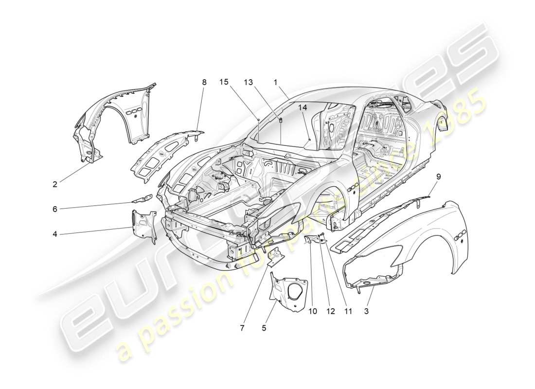 Maserati GranTurismo (2015) BODYWORK AND FRONT OUTER TRIM PANELS Part Diagram