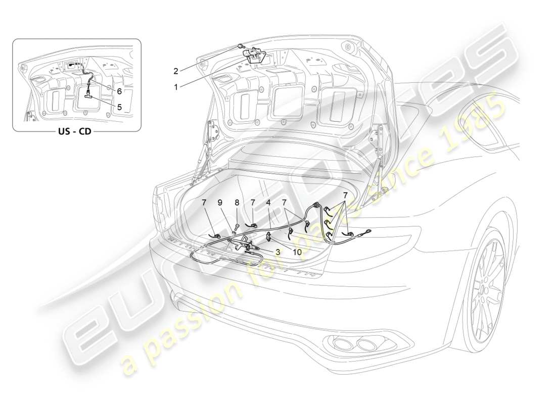 Maserati GranTurismo (2015) rear lid opening control Part Diagram