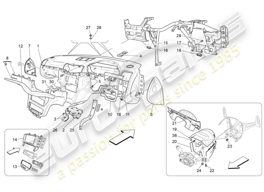 Maserati GranTurismo (2015) dashboard unit Part Diagram