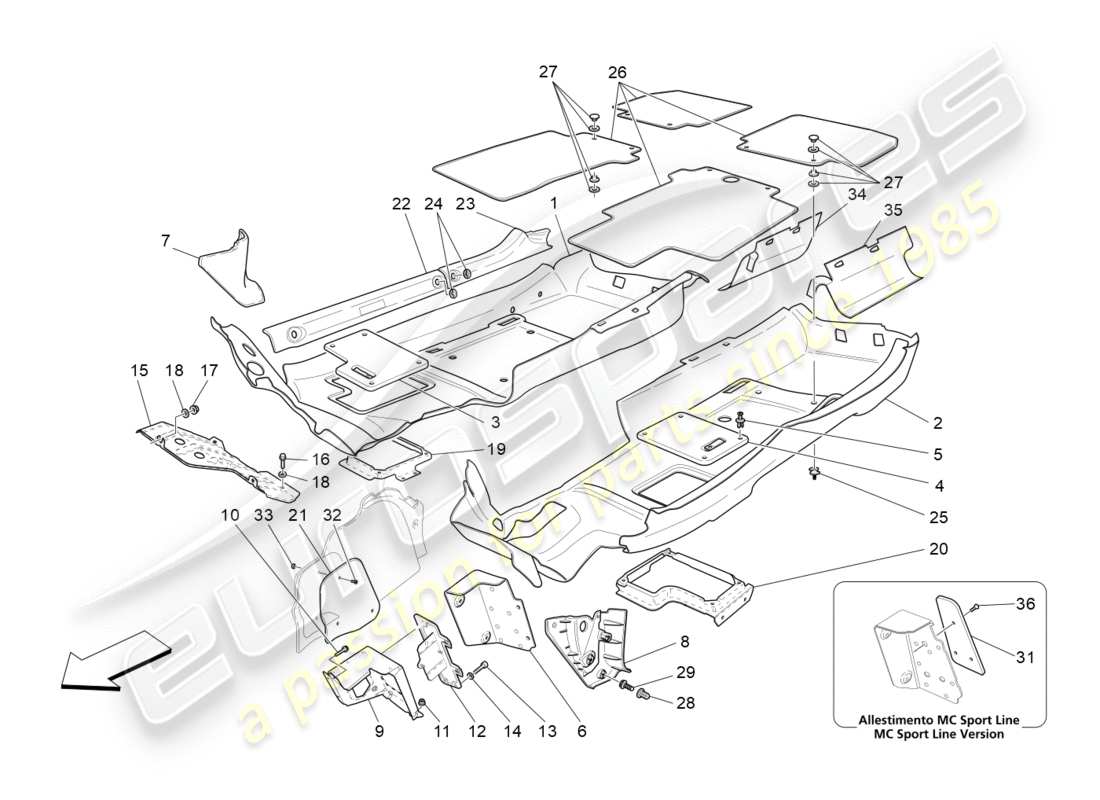 Maserati GranTurismo (2015) PASSENGER COMPARTMENT MATS Part Diagram