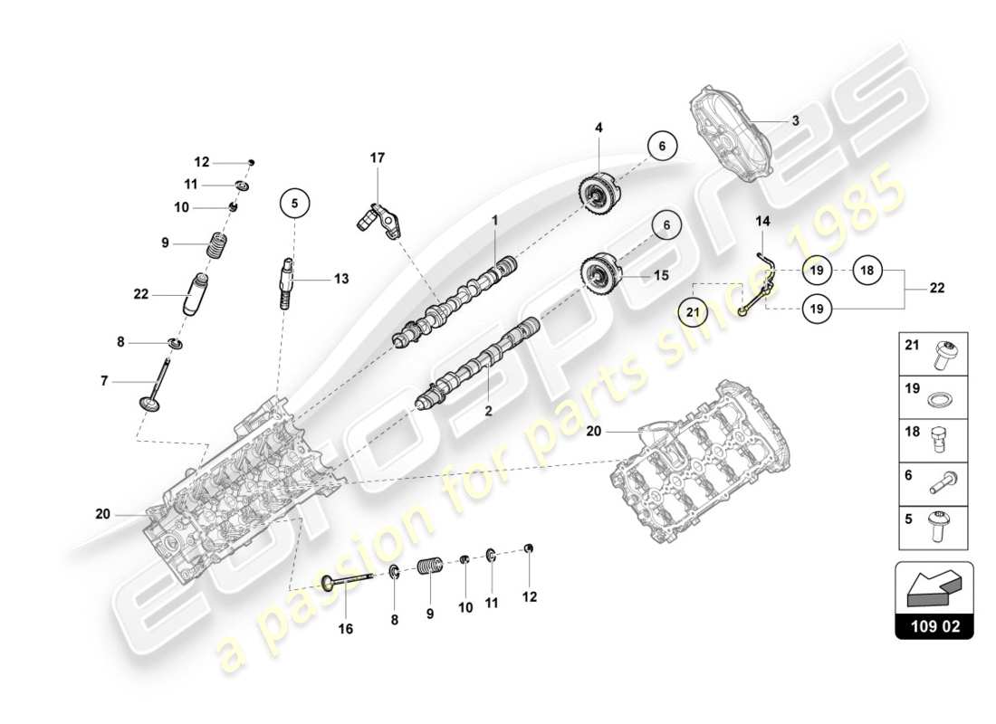 Lamborghini PERFORMANTE COUPE (2018) CAMSHAFT, VALVES Part Diagram