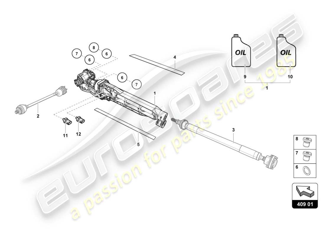 Lamborghini PERFORMANTE COUPE (2018) front axle differential Part Diagram