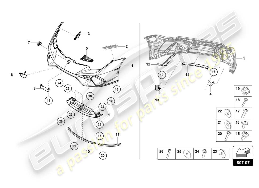 Lamborghini PERFORMANTE COUPE (2018) BUMPER, COMPLETE FRONT Part Diagram