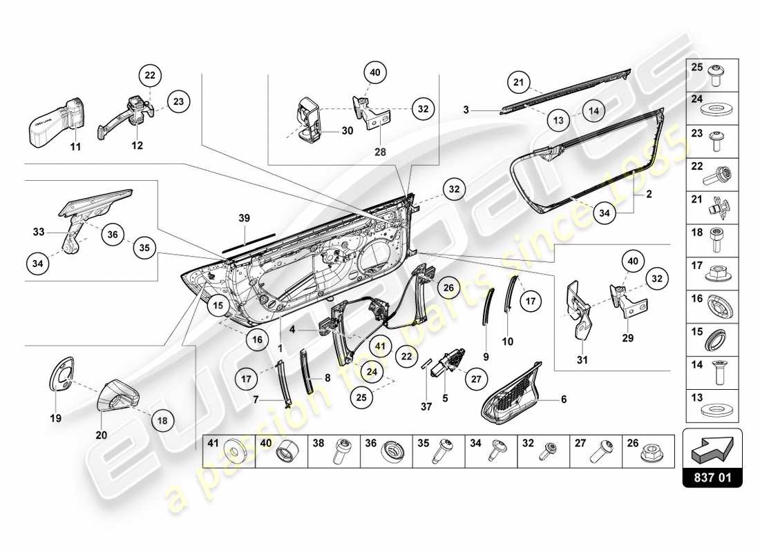 Lamborghini PERFORMANTE COUPE (2018) Doors Part Diagram