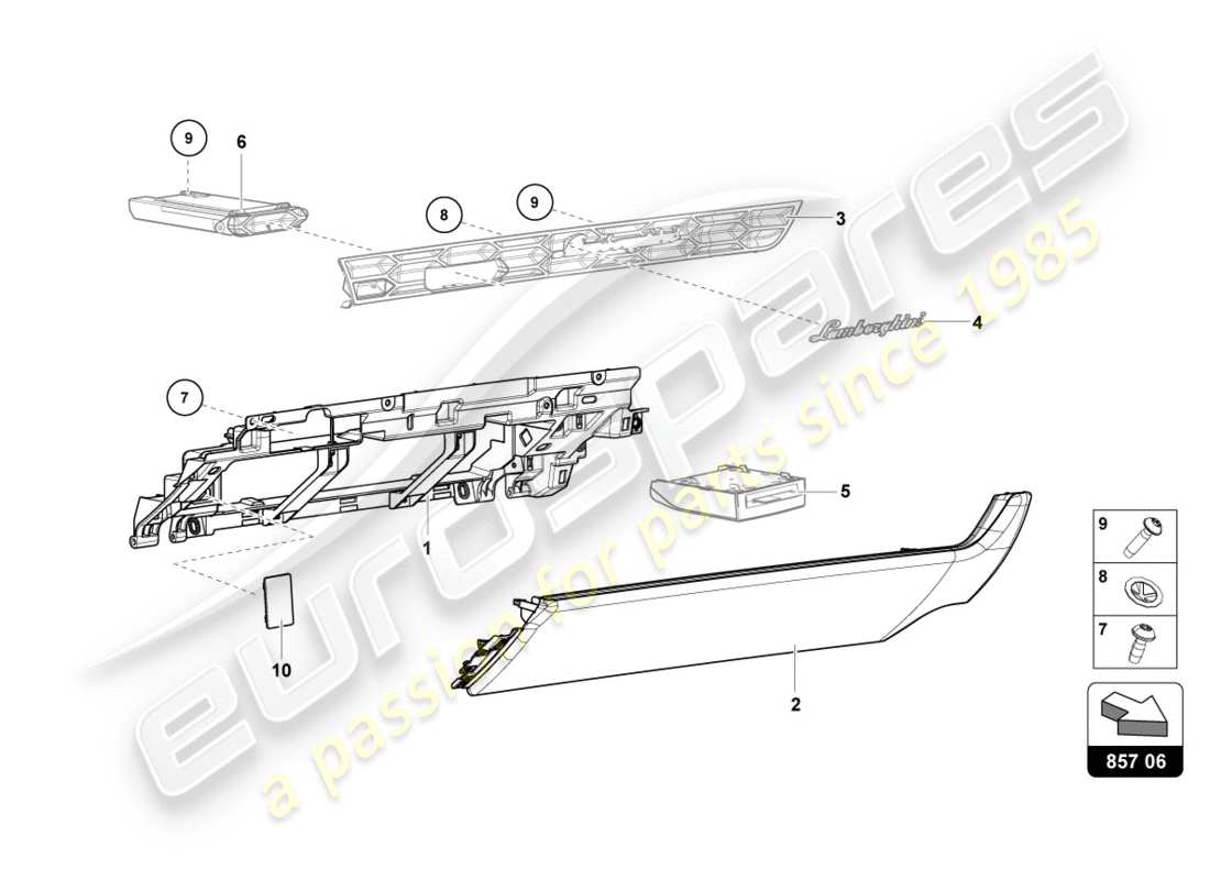 Lamborghini PERFORMANTE COUPE (2018) GLOVE BOX Part Diagram