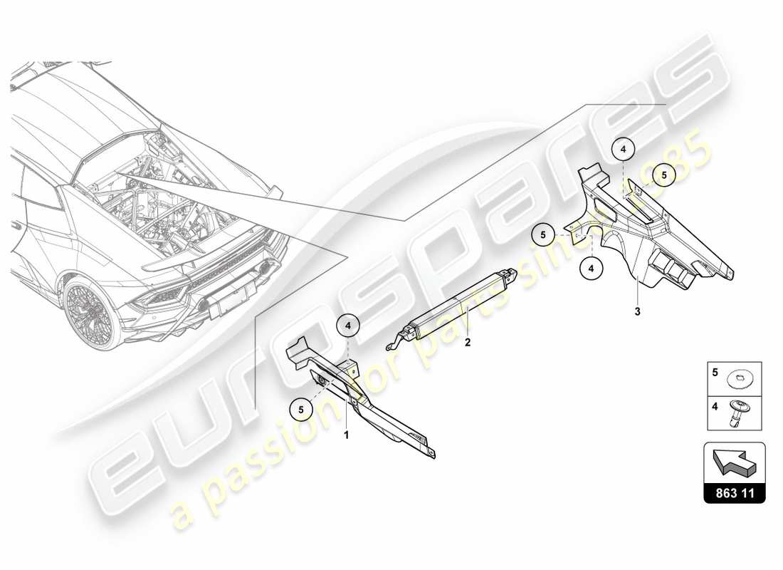 Lamborghini PERFORMANTE COUPE (2018) ENGINE COVER Parts Diagram