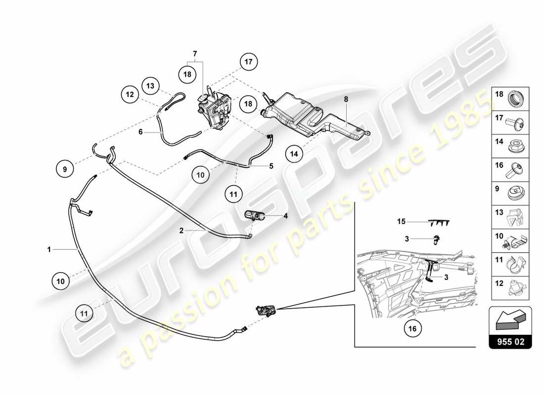 Lamborghini PERFORMANTE COUPE (2018) HEADLIGHT WASHER SYSTEM Part Diagram