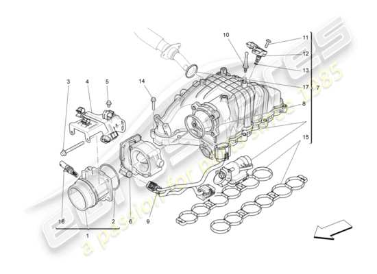 a part diagram from the Maserati Quattroporte M156 (2014 onwards) parts catalogue