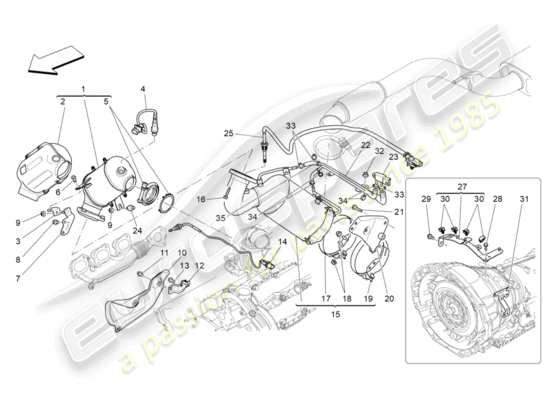 a part diagram from the Maserati Quattroporte M156 (2014 onwards) parts catalogue