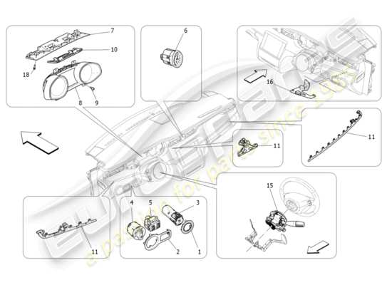 a part diagram from the Maserati Quattroporte M156 (2014 onwards) parts catalogue