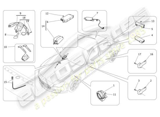 a part diagram from the Maserati Quattroporte M156 (2014 onwards) parts catalogue