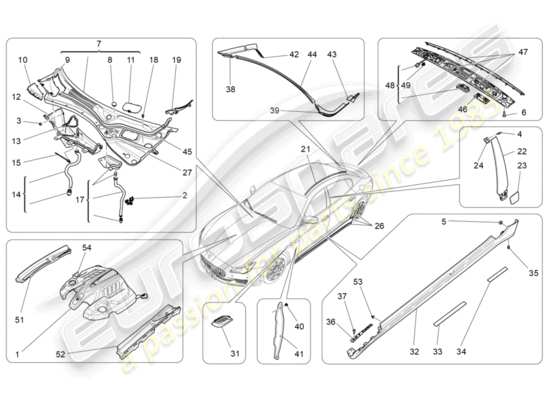 a part diagram from the Maserati Quattroporte M156 (2014 onwards) parts catalogue