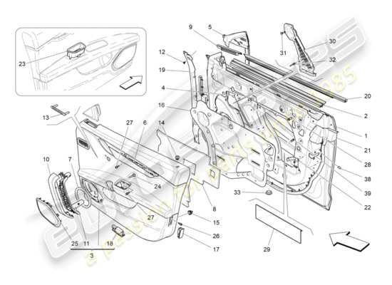 a part diagram from the Maserati Quattroporte M156 (2014 onwards) parts catalogue