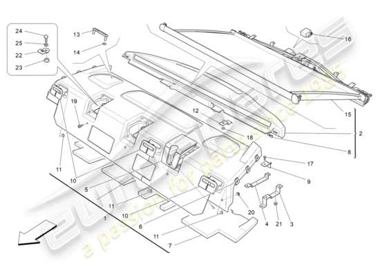 a part diagram from the Maserati Quattroporte M156 (2014 onwards) parts catalogue